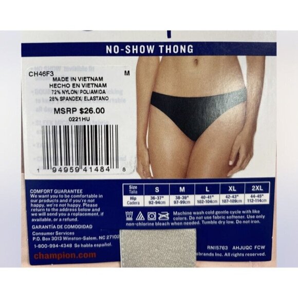 NWT CHAMPION No Show Thong Pink Red Peachy Pink Intimates Womens Size Large - Picture 3 of 3